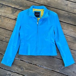 Andrew Marc New York Bright Blue Leather Jacket